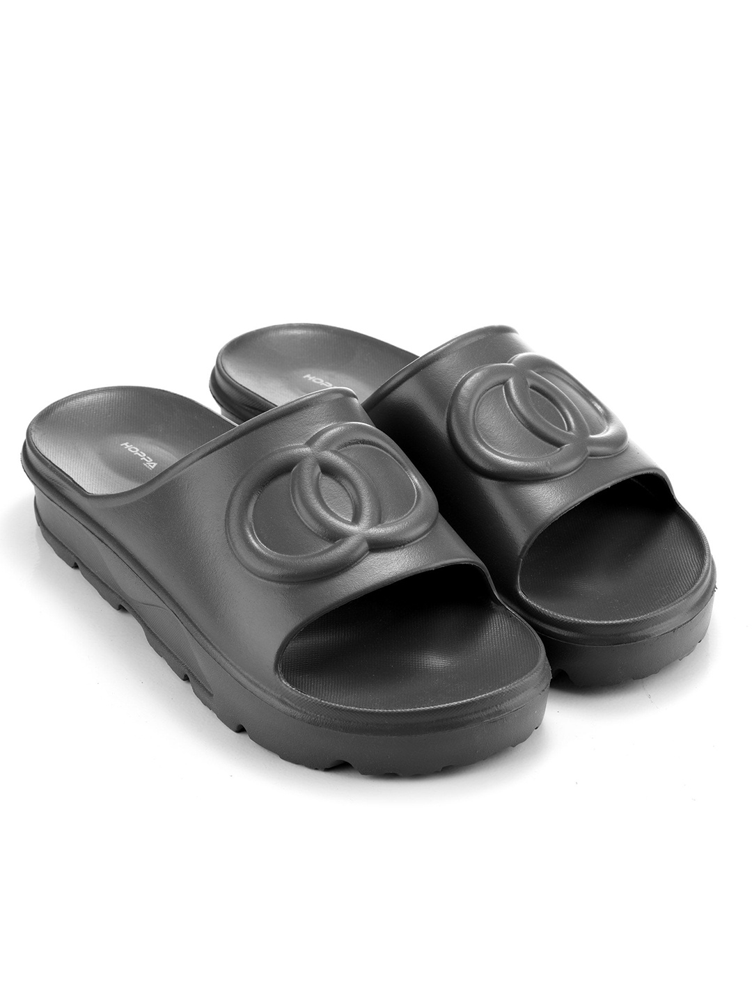 

Hoppa Women Self Design Sliders, Grey