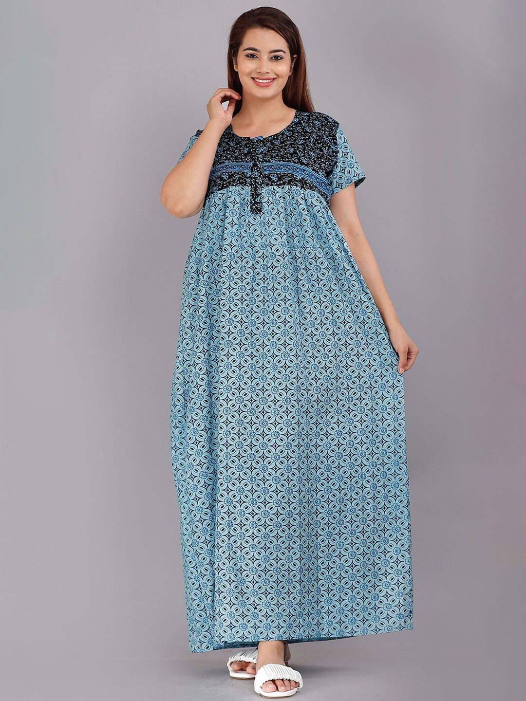 

PR PINK ROYAL Printed Maxi Nightdress, Blue
