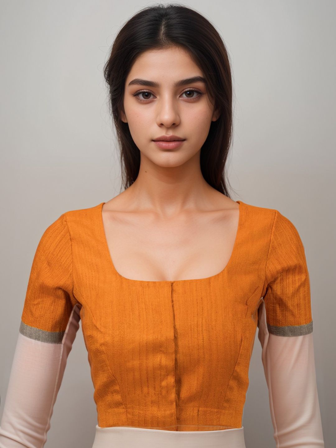 

Avishya Tussar Silk Square Neck Saree Blouse, Orange
