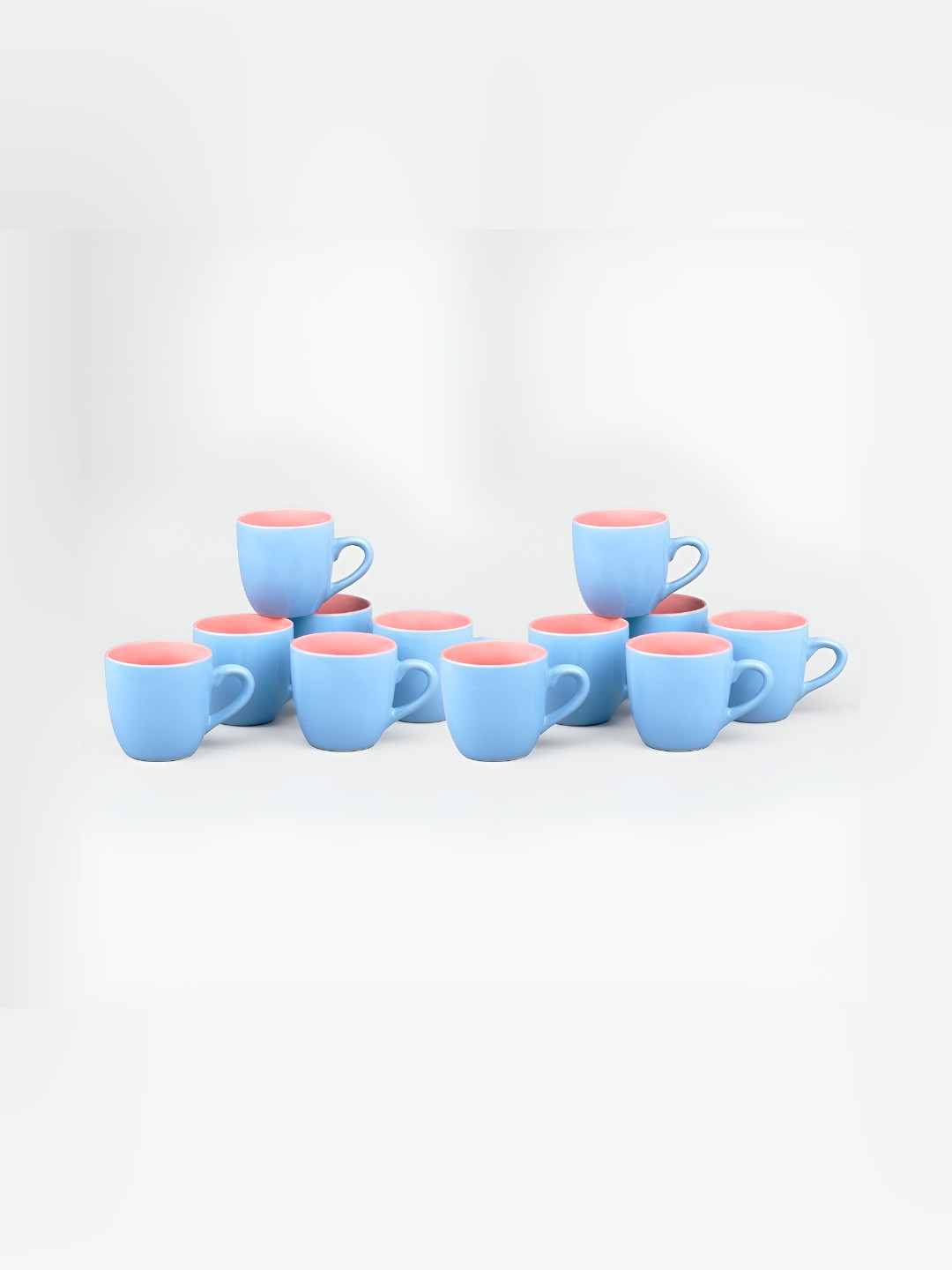 

Storepedia Blue 12 Pieces Ceramic Dishwasher and Microwave Safe Glossy Tea Cups 150 ml