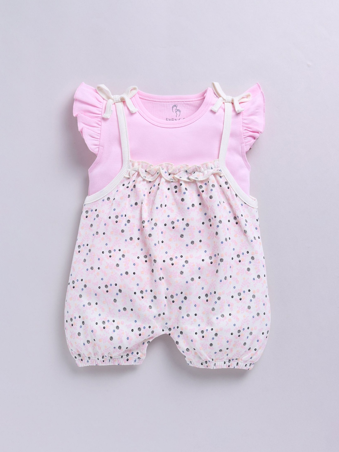 

BABY GO Girls Printed Romper With T-Shirt, Pink