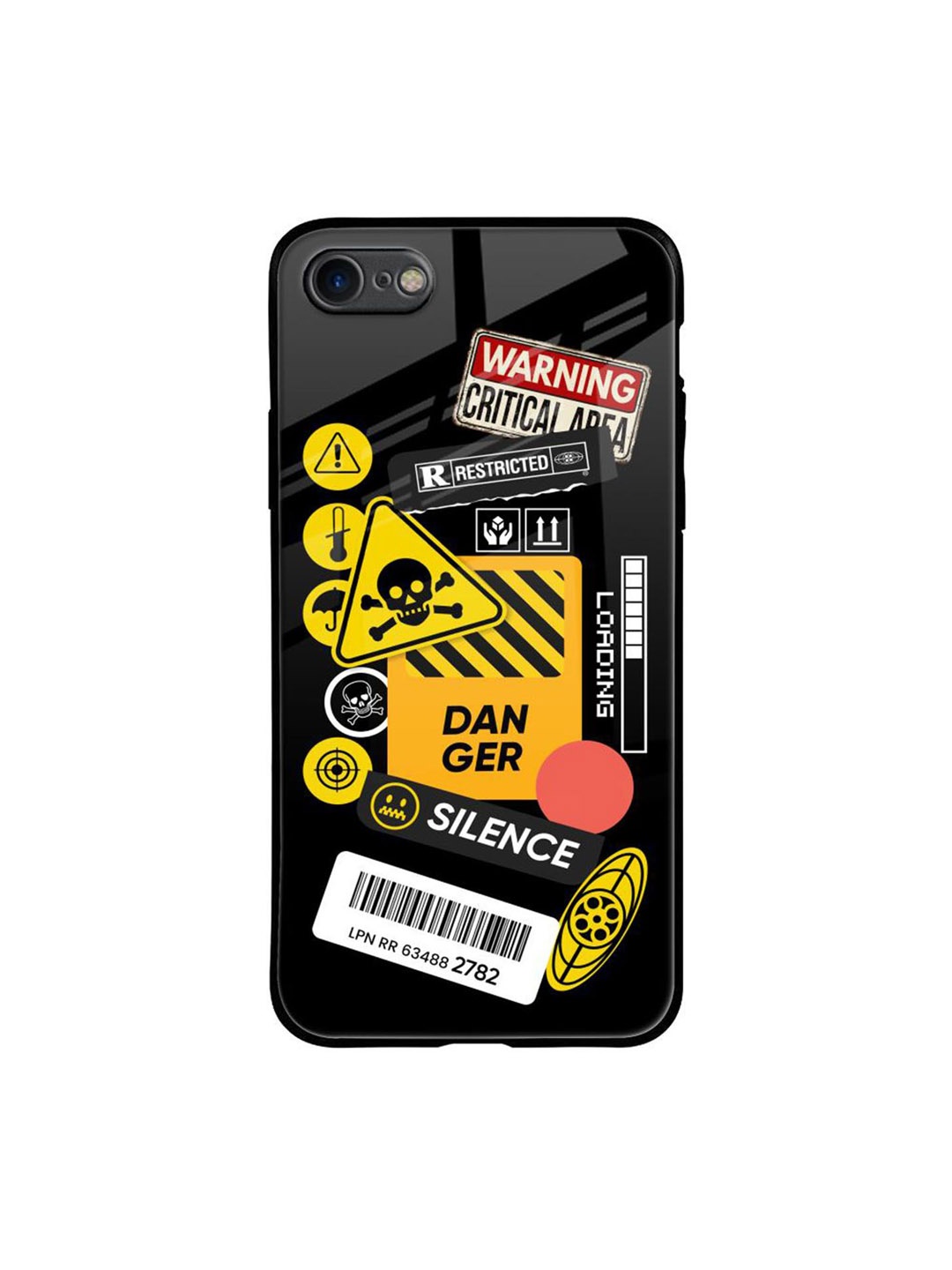 

QRIOH Danger Signs Printed iPhone 7 Back Case, Black