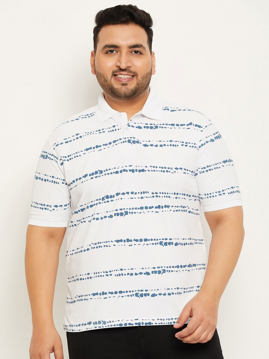 

RENUOVO Men Printed Polo Collar Pockets T-shirt, White