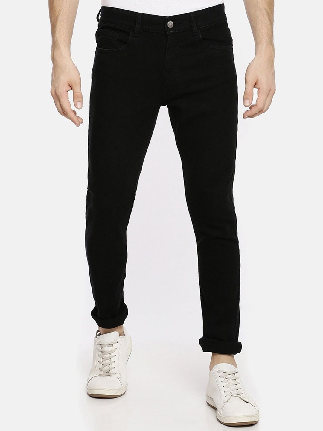 

ComfyStyle Men Regular Fit Clean Look Stretchable Jeans, Black