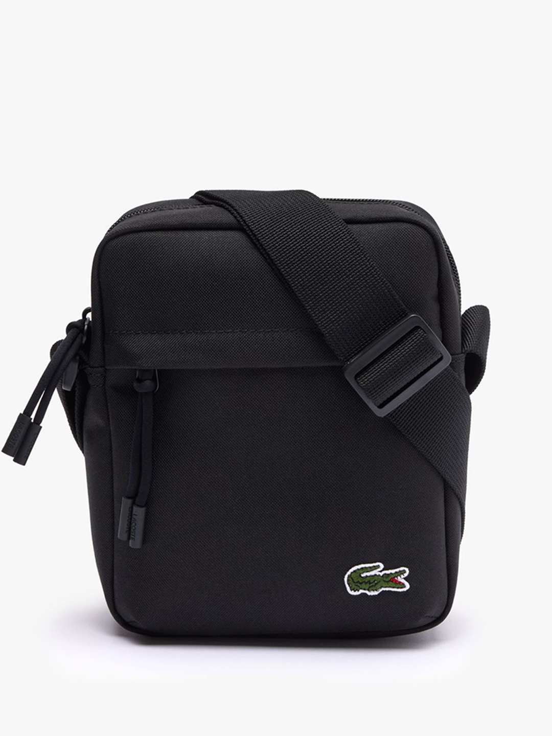 

Lacoste Unisex Neocroc Solid Messenger Bag, Black