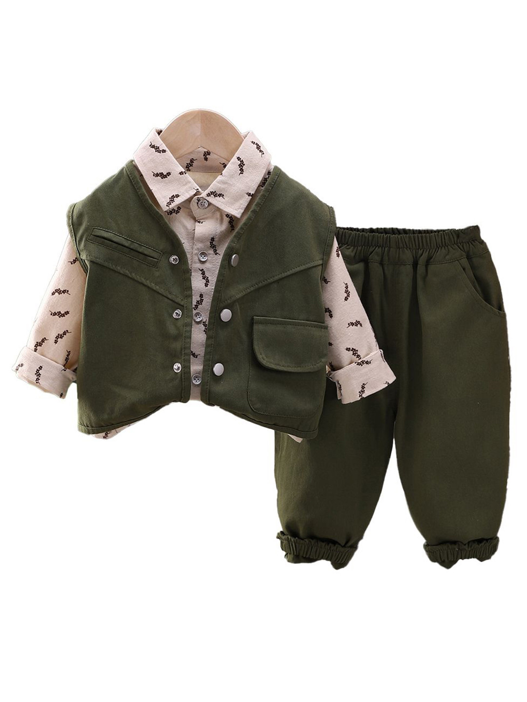 

StyleCast x Revolte Boys Floral Printed Shirt With Trousers, Beige
