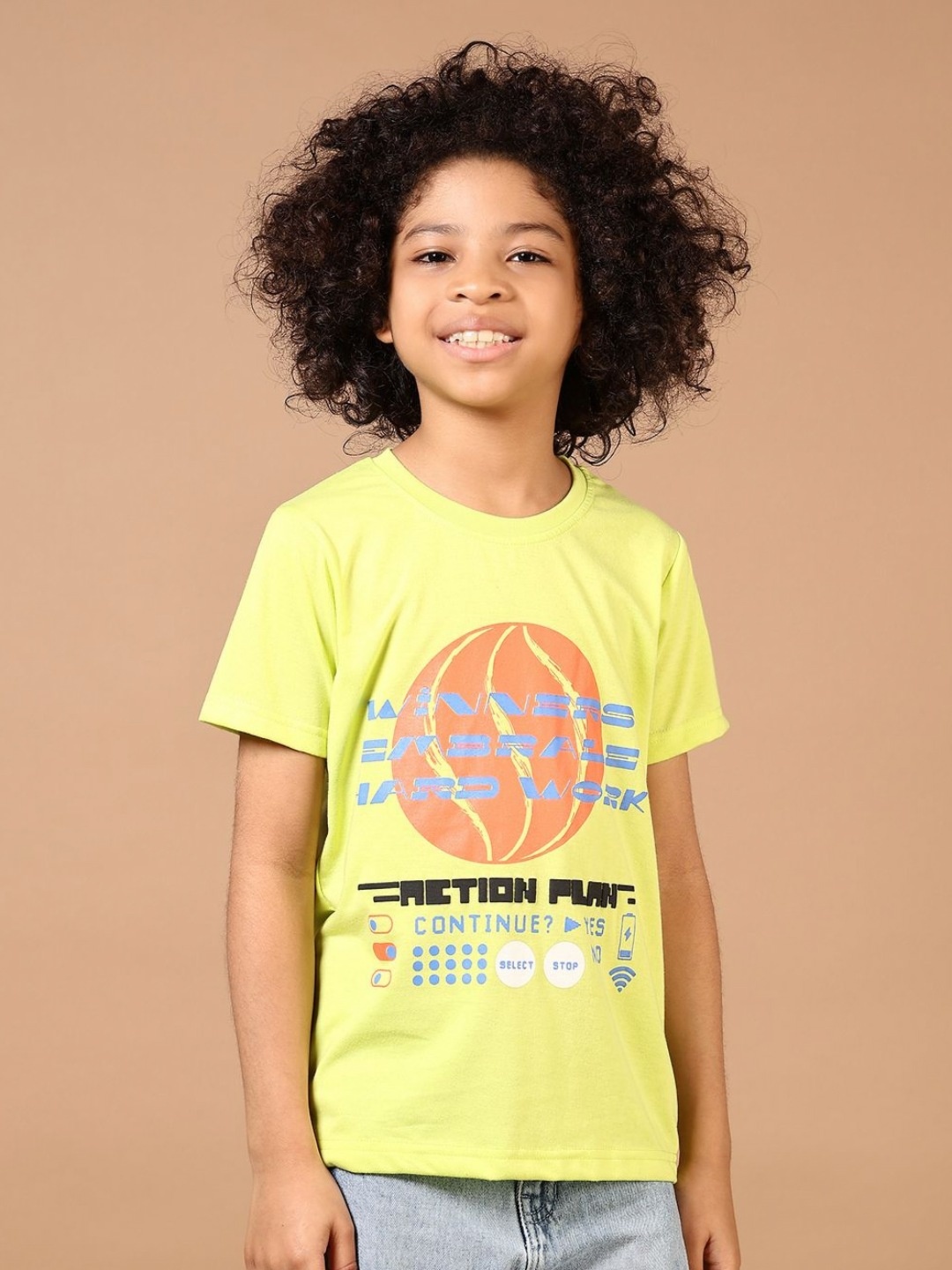

V-Mart Boys Graphic Printed Round Neck Cotton T-shirt, Green