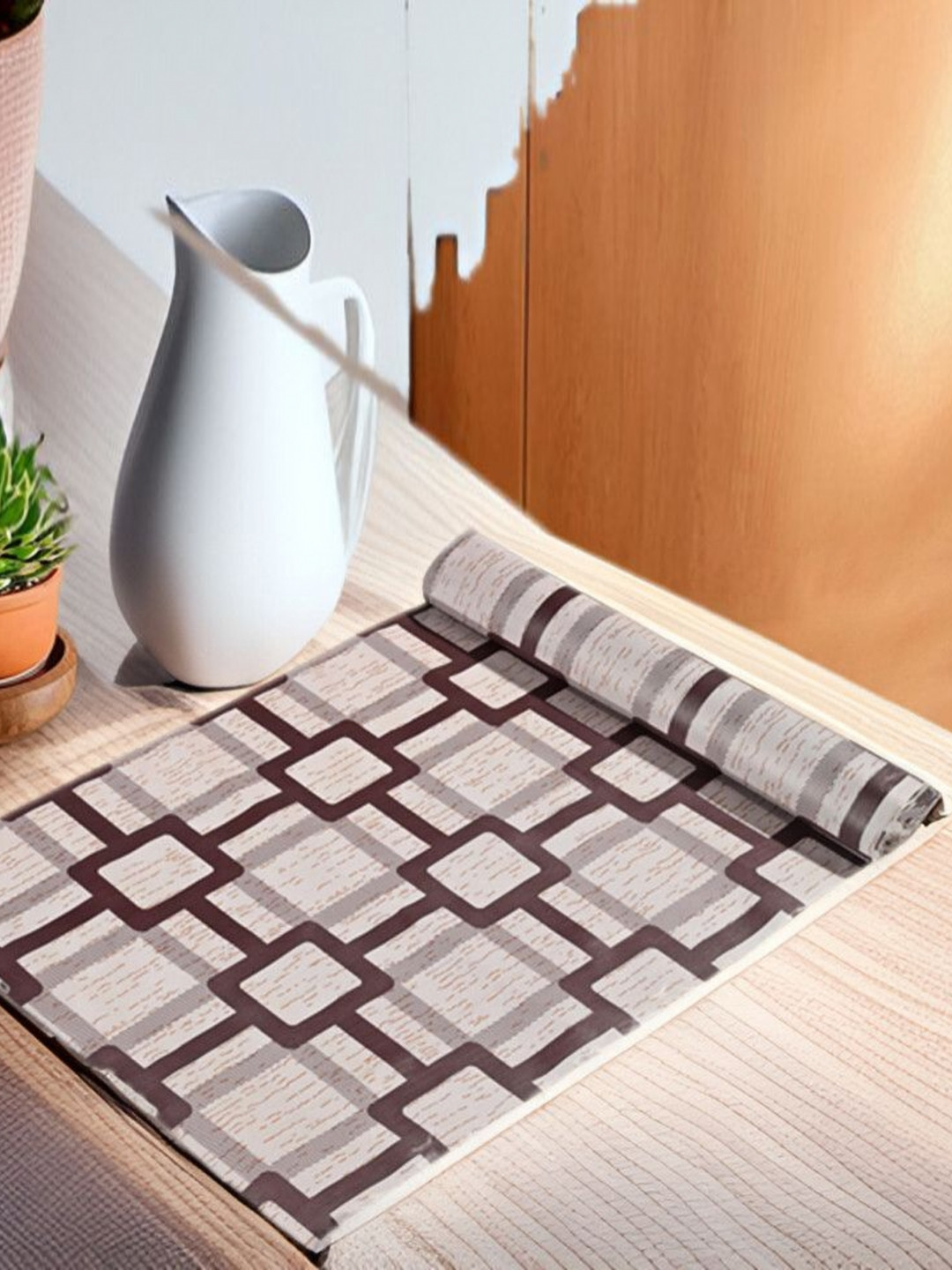 

REVEXO Brown & Grey Printed Water-Resistant Shelf Liner