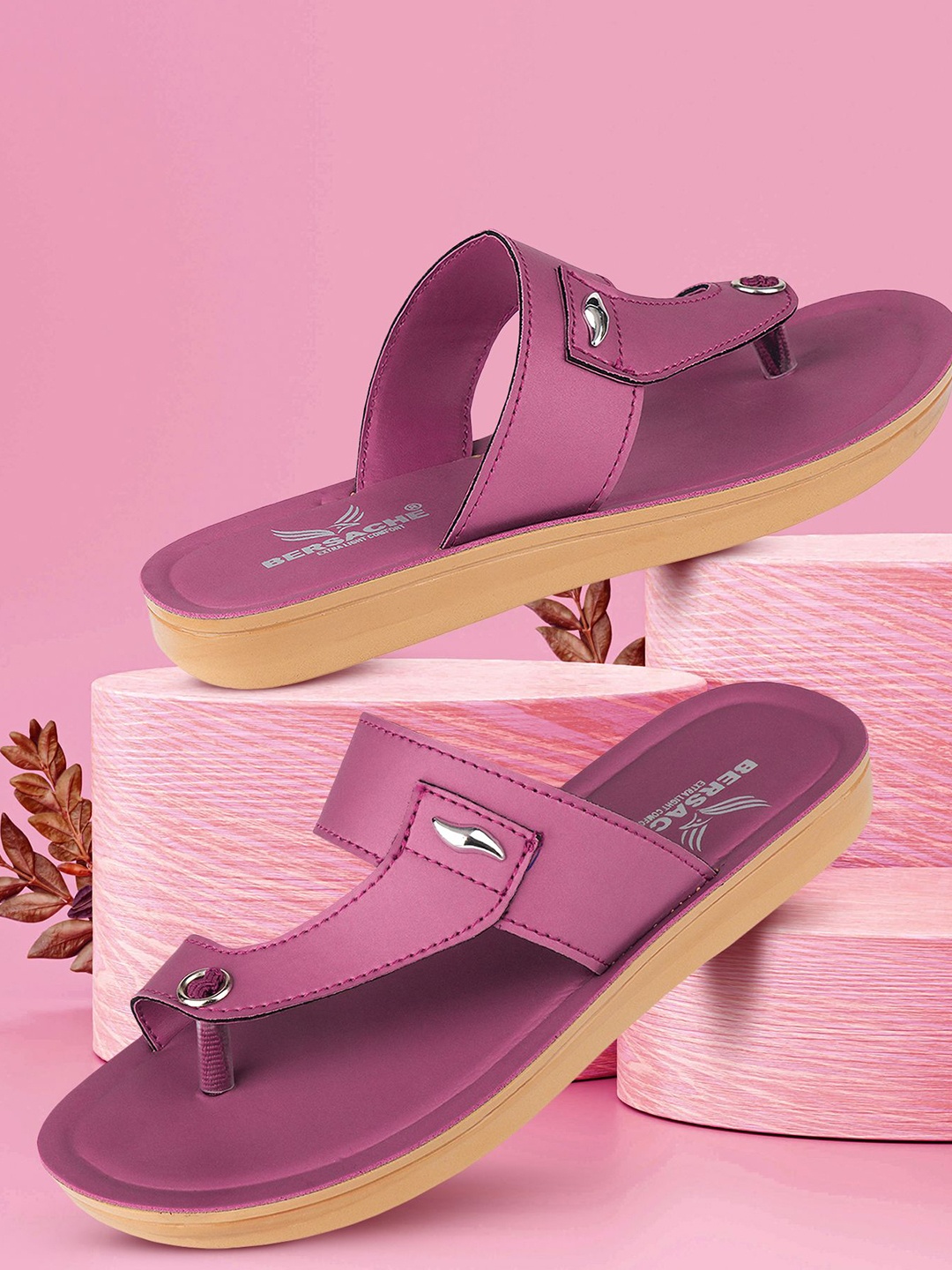 

BERSACHE Women One Toe Flats, Pink