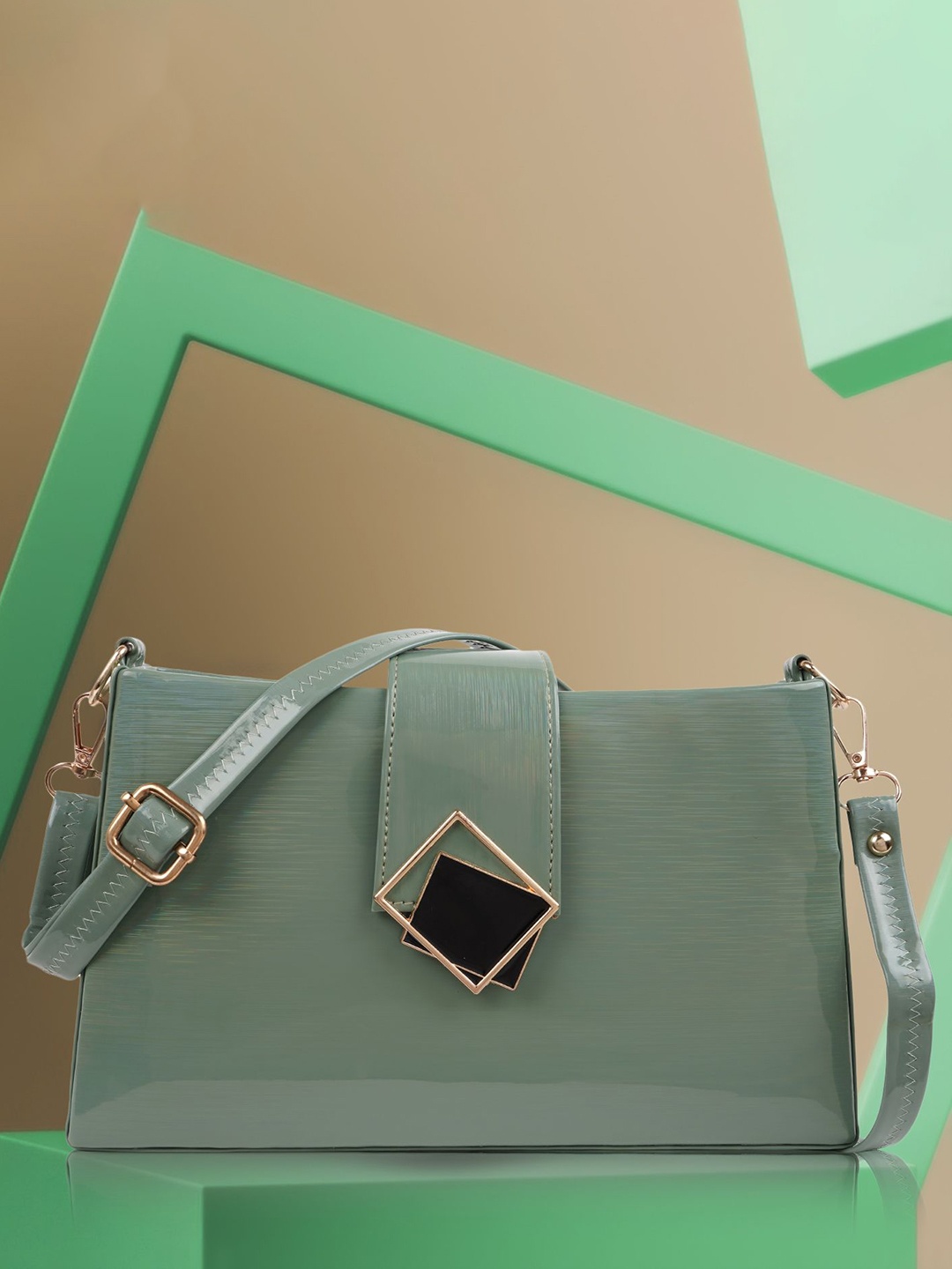 

SPOTIC Women Solid Structured Leather Sling Bag, Green