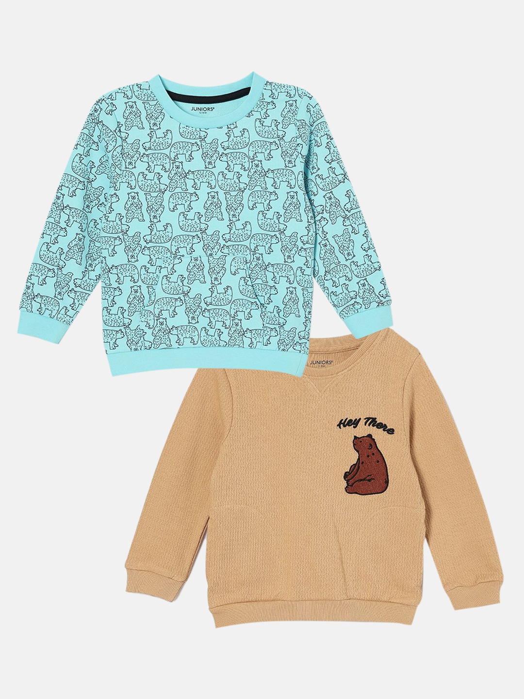 

Juniors by Lifestyle Boys Pack of 2 Printed Cotton Sweatshirts, Turquoise blue