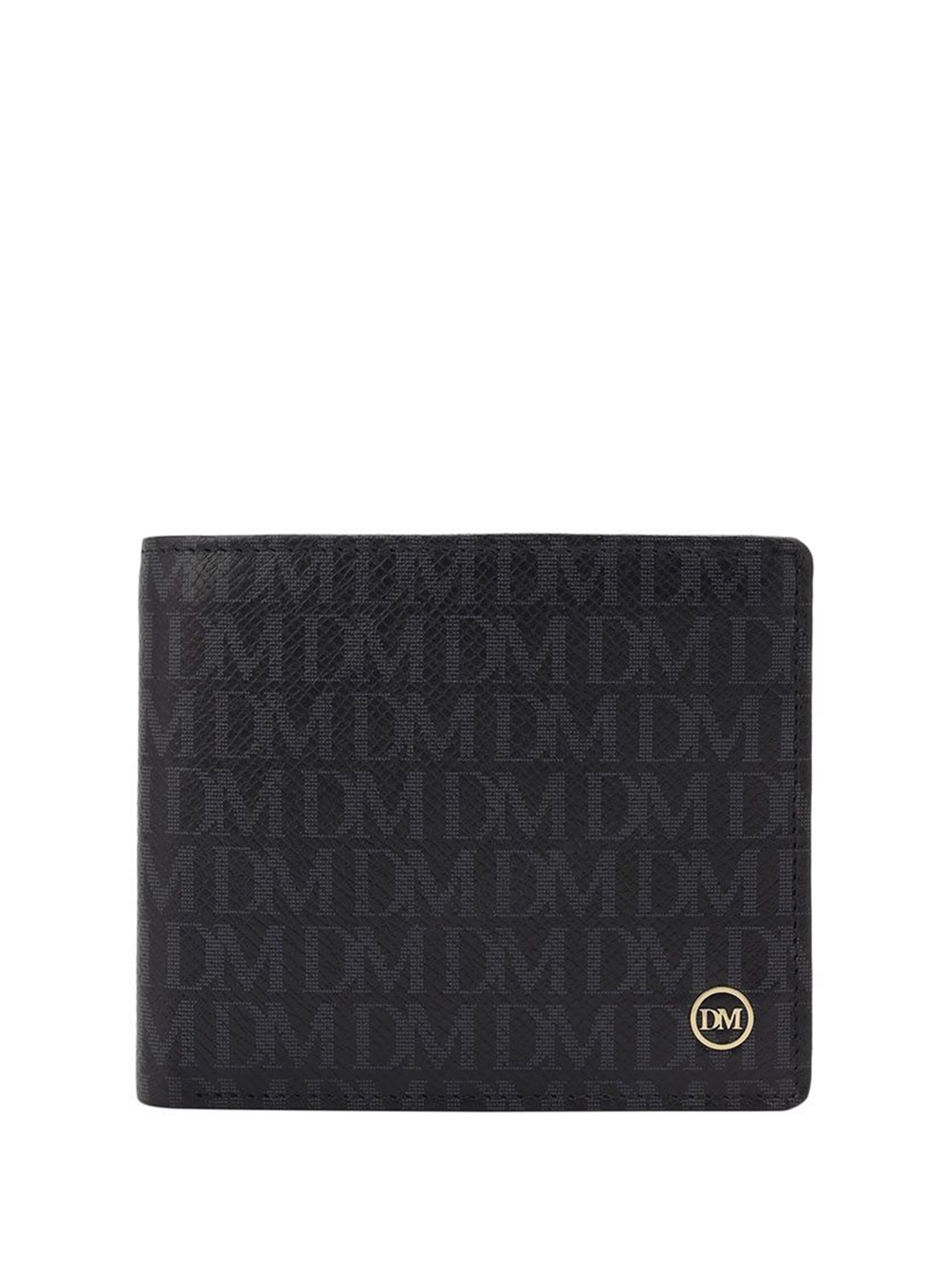 

Da Milano Men Brand Logo Printed Leather Two Fold Wallet, Black