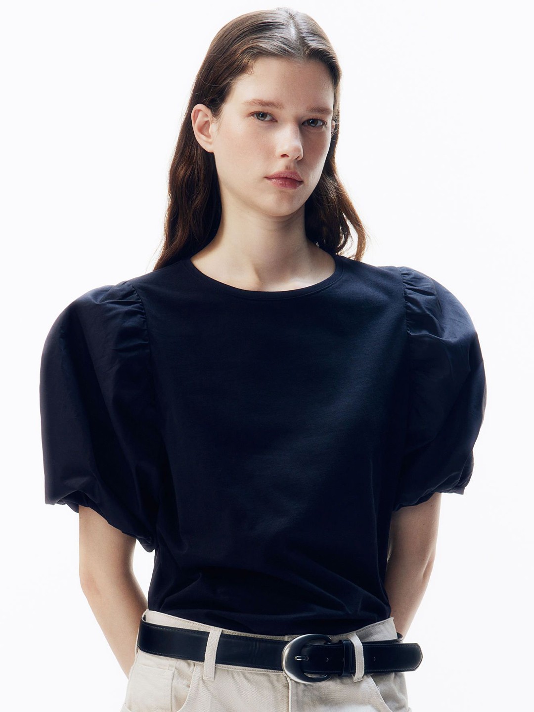 

H&M Balloon-Sleeved Top, Black