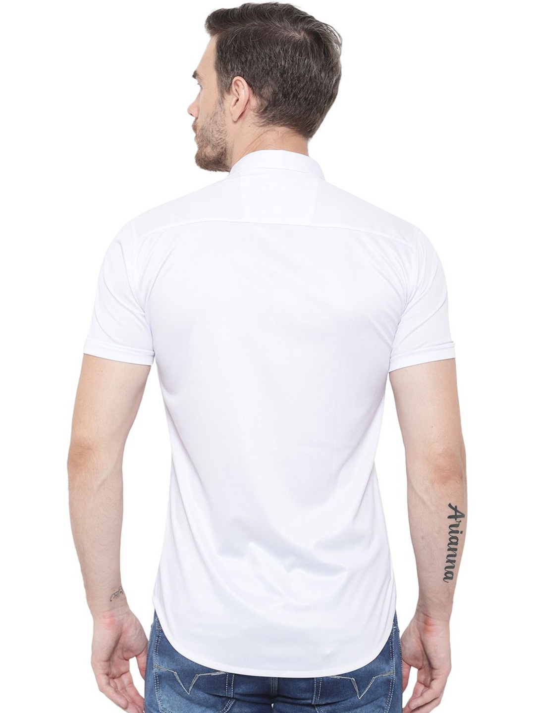 

iCome Men Spread Collar Graphic Printed Cotton Linen Casual Shirt, White