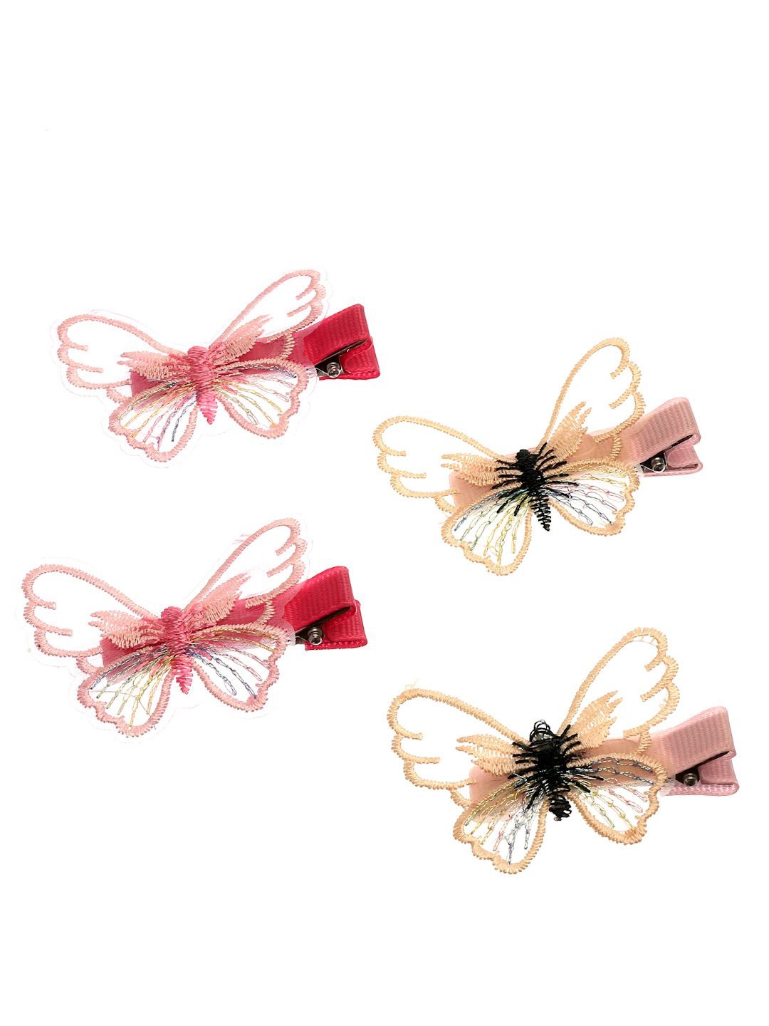 

Stoln Set of 4 Butterfly Detailed Hair Clips, Pink