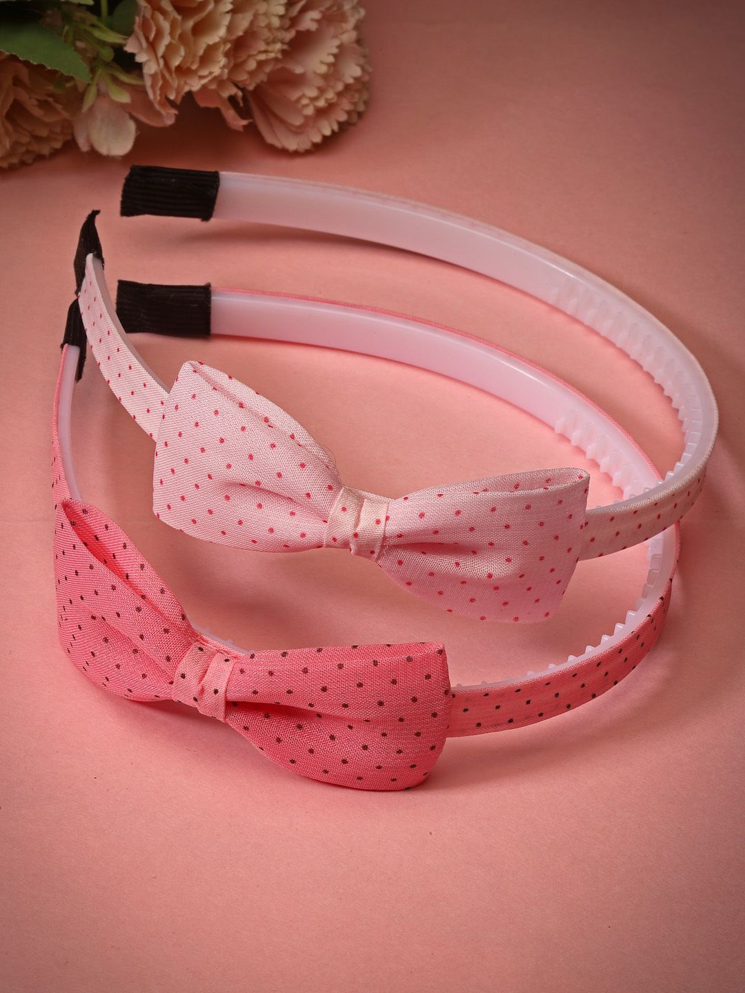 

Stoln Girls Set Of 2 Bow Designed Printed Hair Bands, Pink