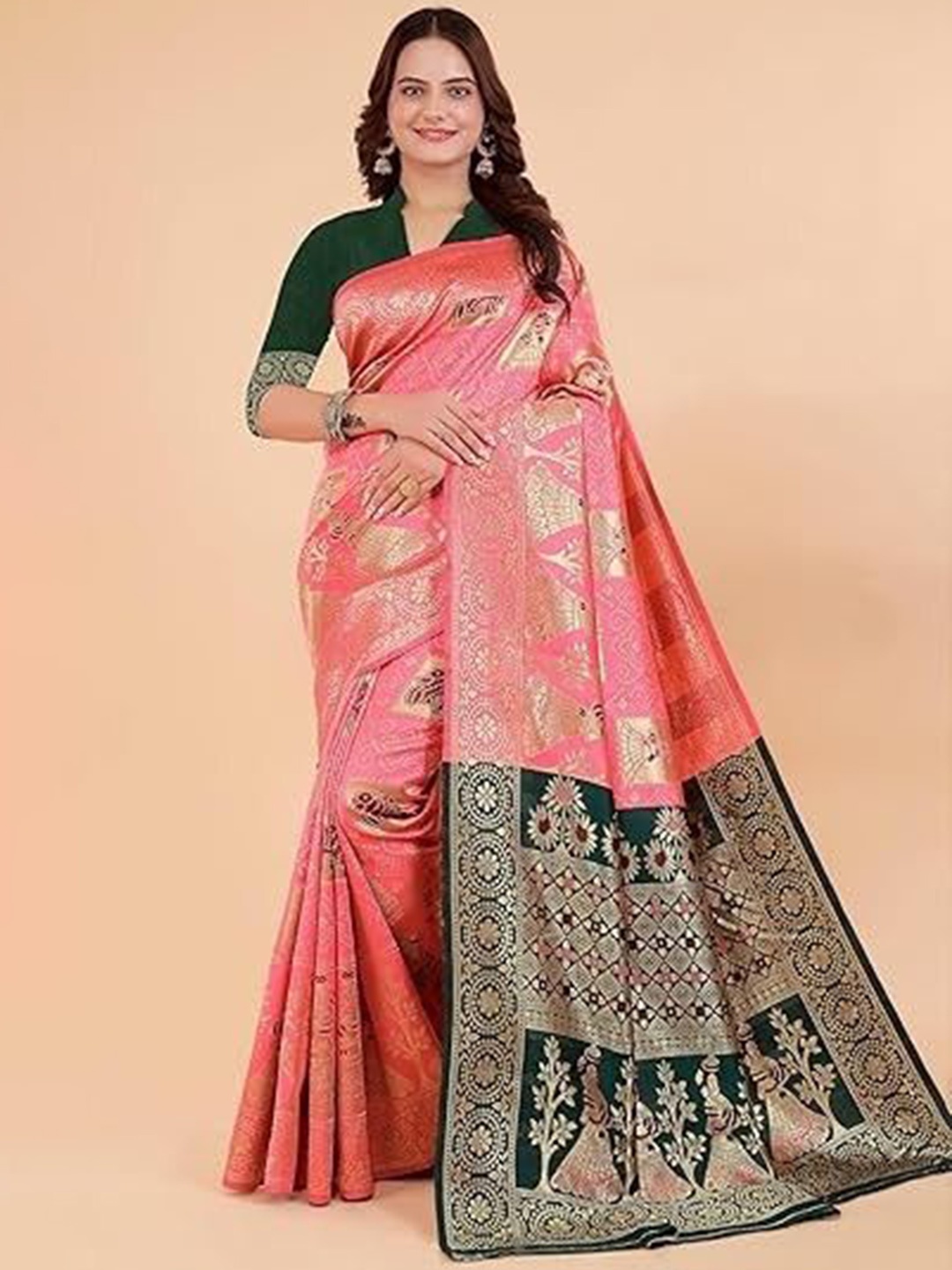 

Suratwala Woven Design Kota Saree With Blouse, Peach