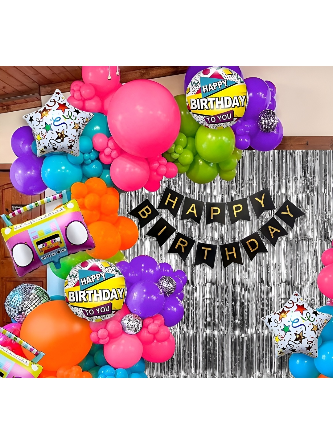 

Special You 66 Pcs Pink & Green Balloons & Banner Festive Decor