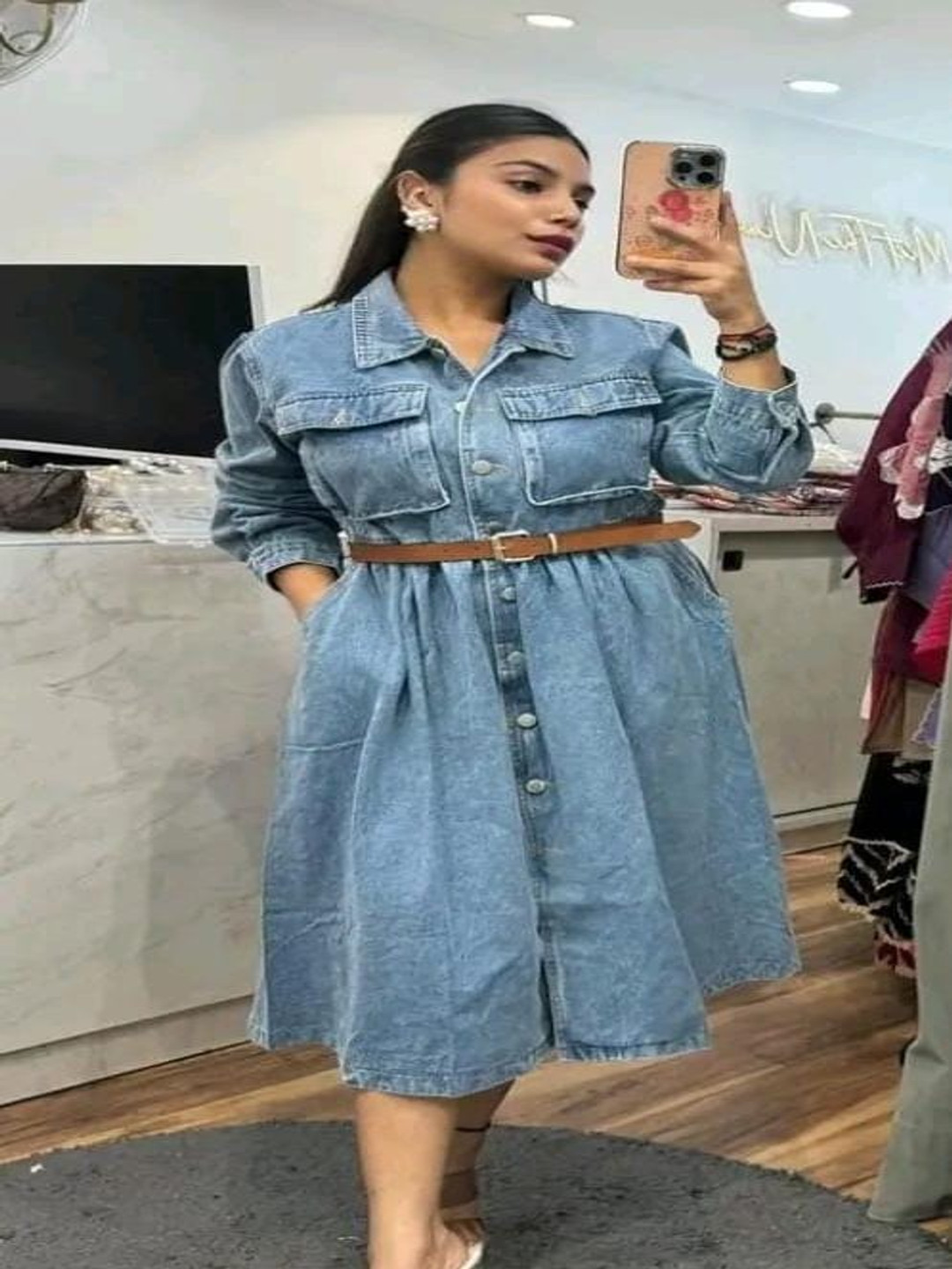 

JKP Collection Denim Shirt Dress, Blue