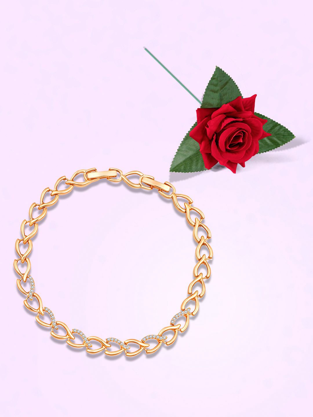 

Peora Women 2 Cubic Zirconia Gold-Plated Link Bracelet