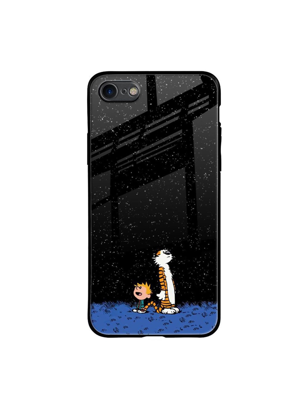 

QRIOH Night Sky Star Real Cartoon Characters Printed iPhone 7 Back Case, Black