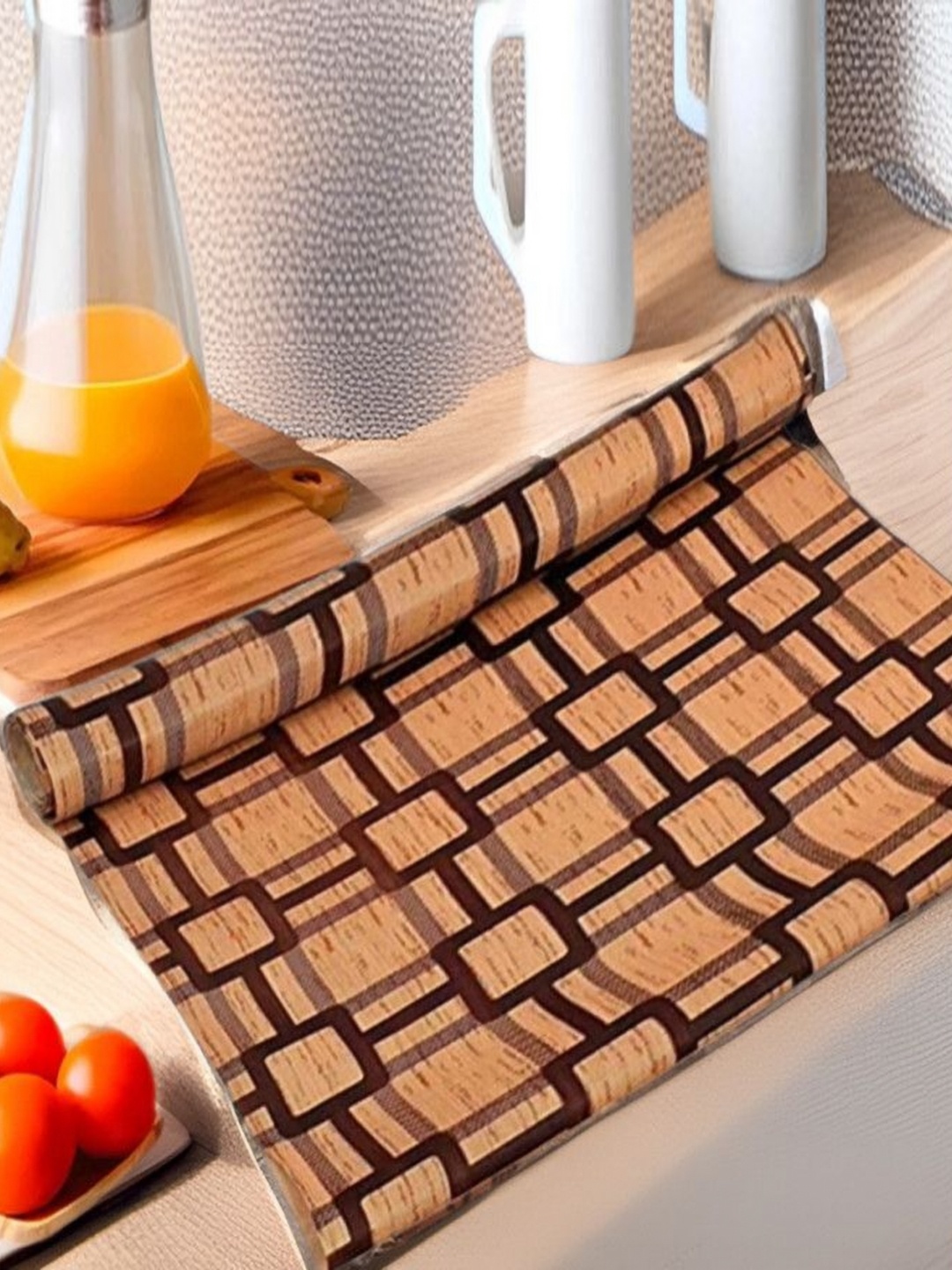 

REVEXO Brown Printed Water-Resistant Shelf Liner