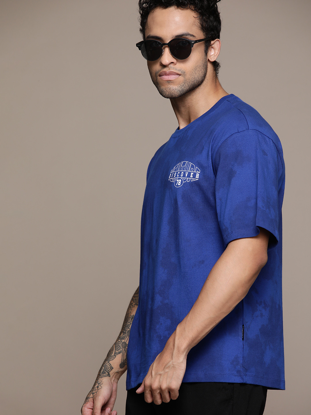 

The Roadster Lifestyle Co. Tie & Dye Relaxed Pure Cotton T-shirt, Blue