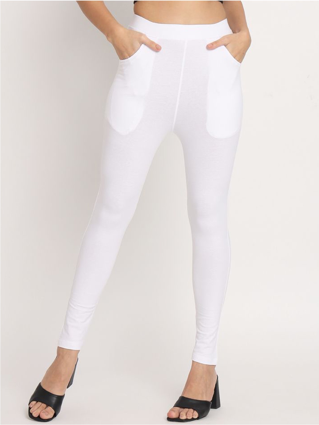 

thread plus Cotton Ankle Length Leggings, White