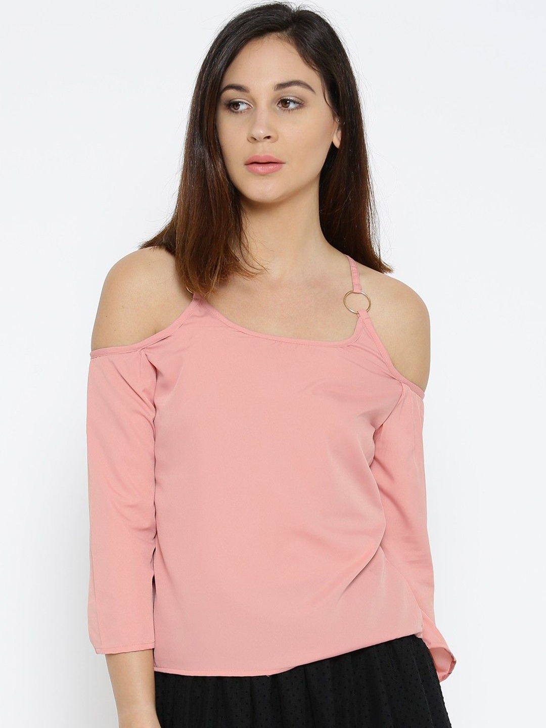 

Moda Rapido Women Solid Shoulder Straps Top, Pink