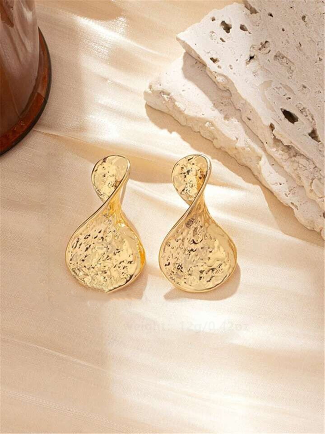 

Aviksha Creations Gold-Plated Stainless Steel Contemporary Drop Earrings