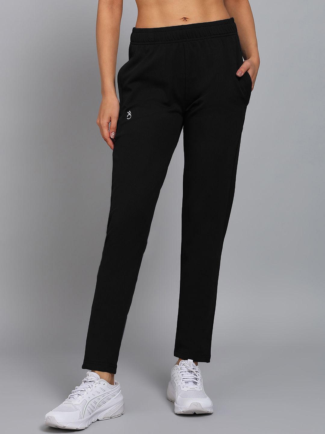 

Moda Rapido Women Stretchable Rapid Dry Mid Rise Slim Fit Track Pants, Black