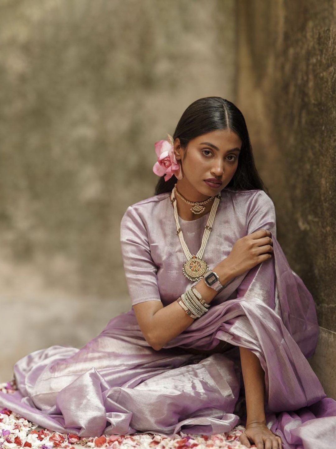 

SRILOK Handloom Tussar Saree, Lavender