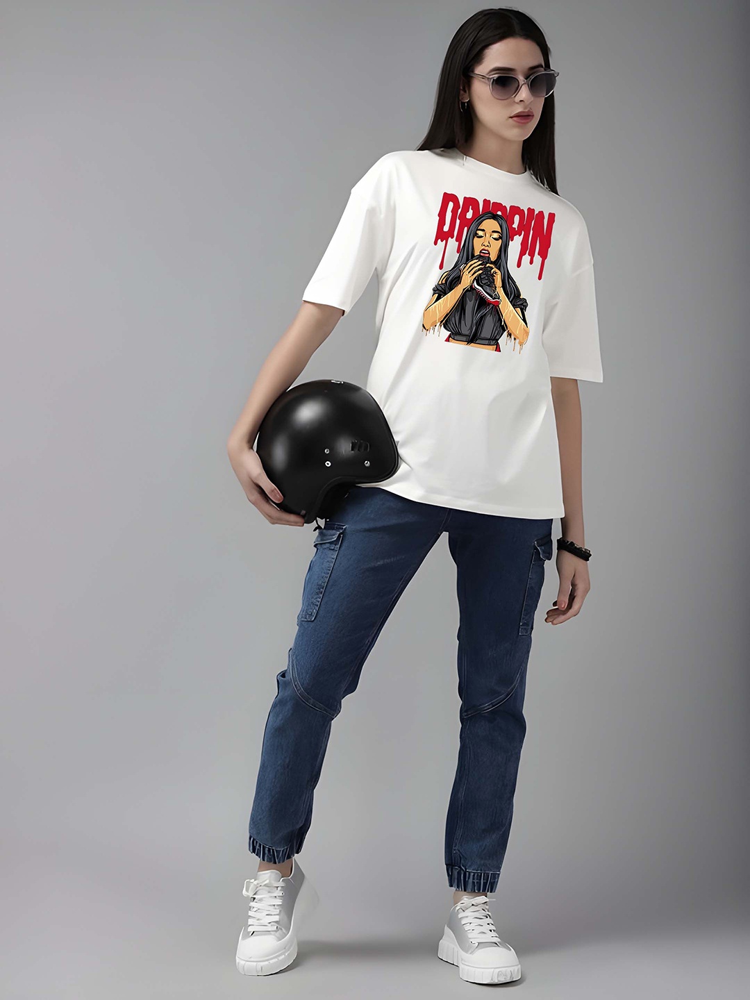 

SZN Women Graphic Printed Round Neck Cotton Relaxed Fit T-shirt, White