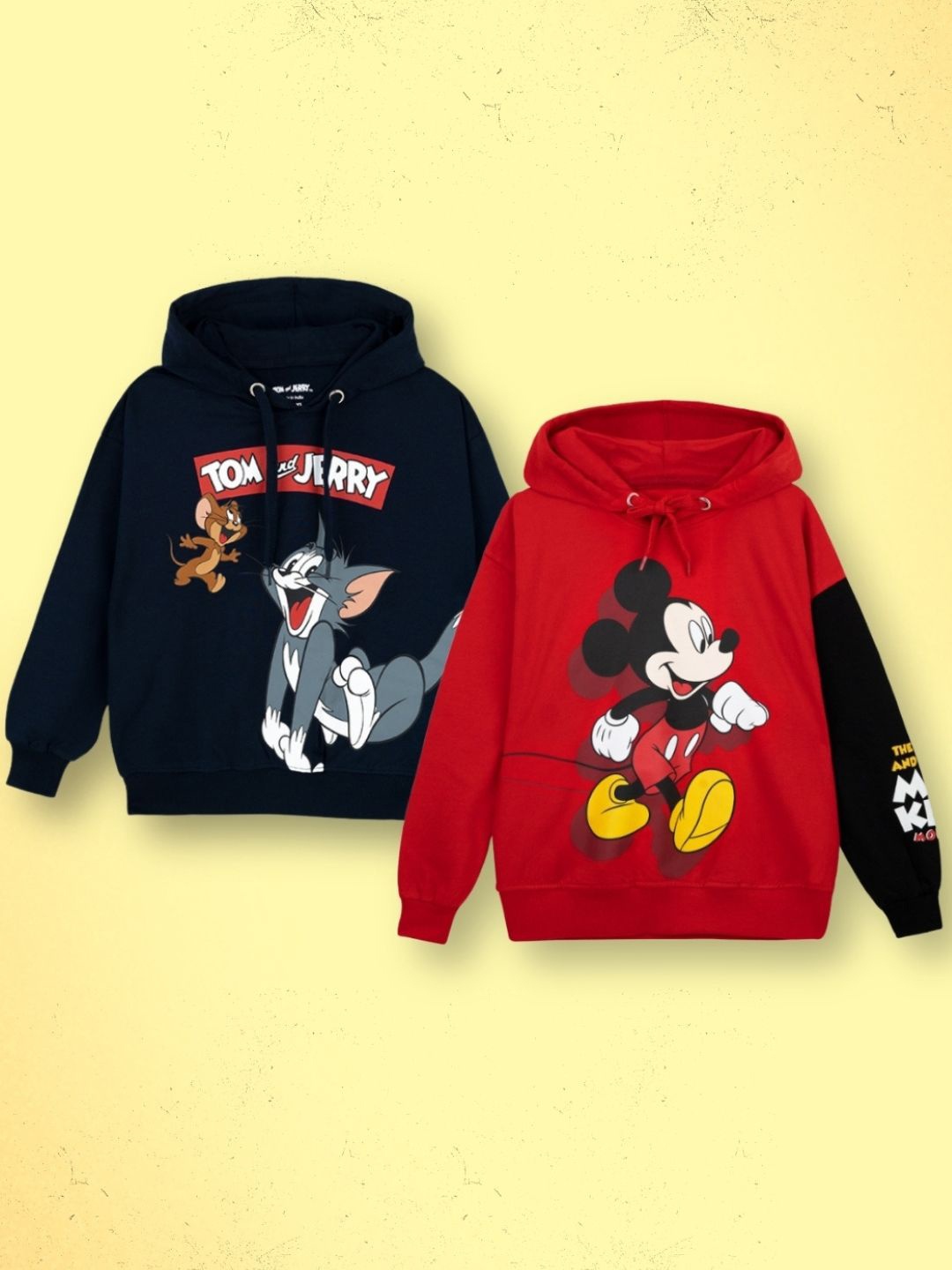 

Nap Chief Kids Unisex Mickey and Tom and Jerry Hoodies Pack Of 2, Navy blue