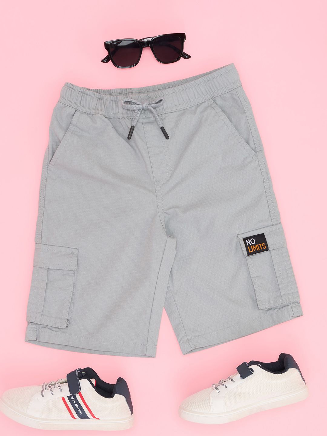 

Pantaloons Junior Boys Mid-Rise Cotton Cargo Styles Shorts, Beige