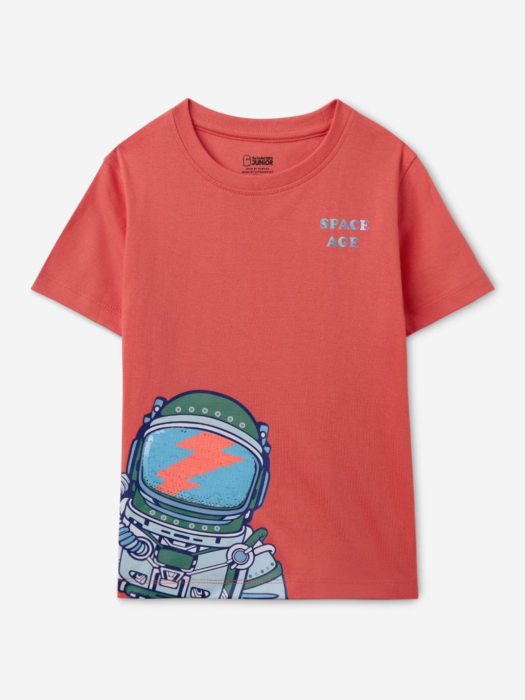 

The Souled Store Boys Graphic Printed Round Neck Regular Fit Cotton T-Shirt, Peach