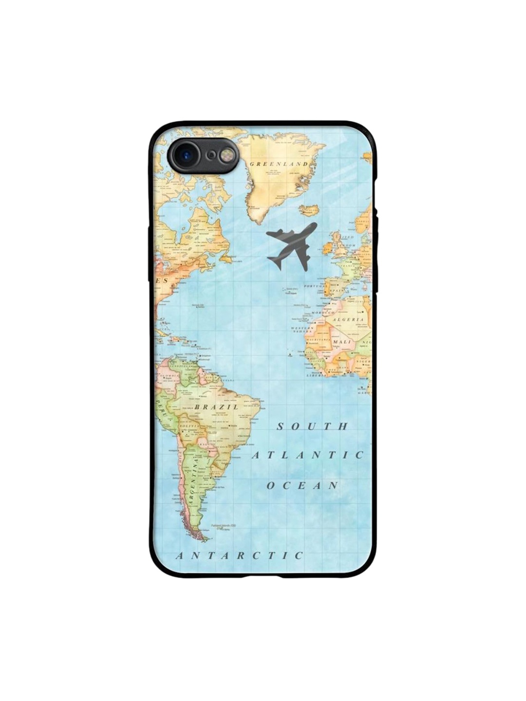 

QRIOH Travel Map Printed iPhone 7 Back Case, Blue