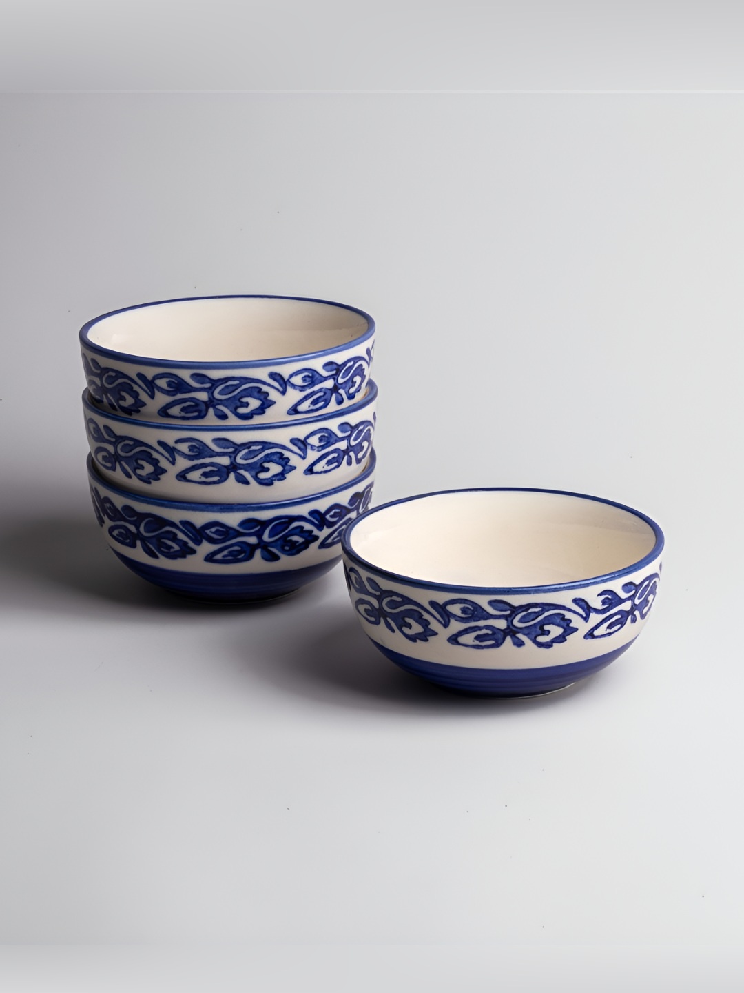 

Storepedia Blue 2025 4 Pieces Ceramic Dishwasher and Microwave Safe Serving Bowl