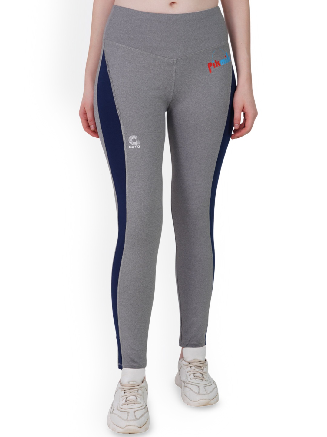 

GOTO Women Mid-Rise Ankle Length Gym Tights, Grey