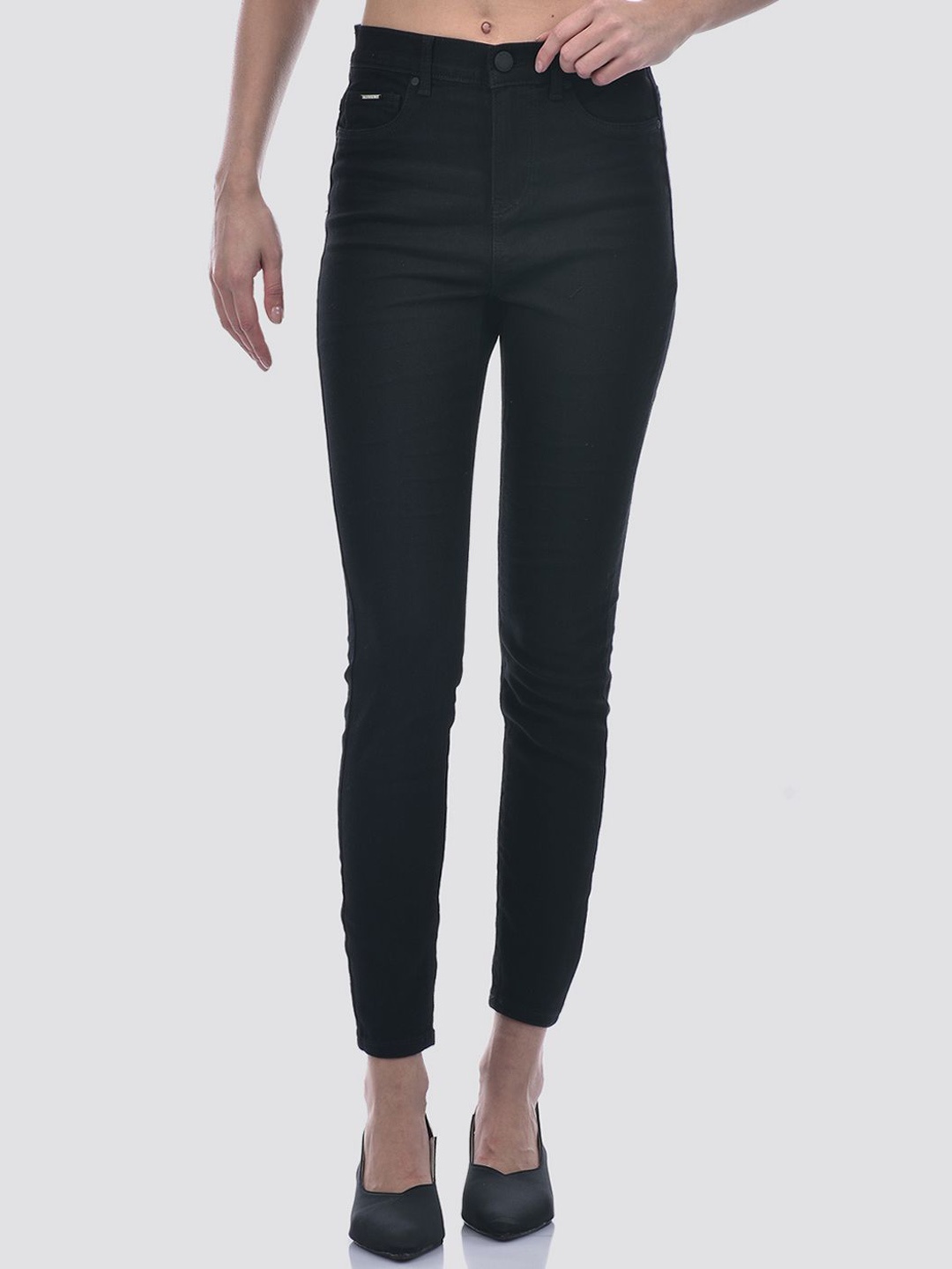 

ONLY Women Skinny Fit High-Rise Cotton Jeans, Black