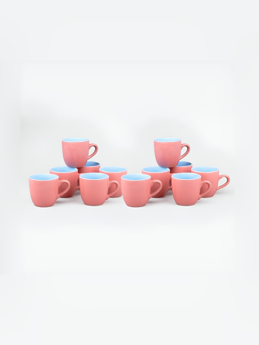 

Storepedia Peach-Coloured 12 Pieces Dishwashe Safe Ceramic Glossy Coffee Mugs 150 ml Each