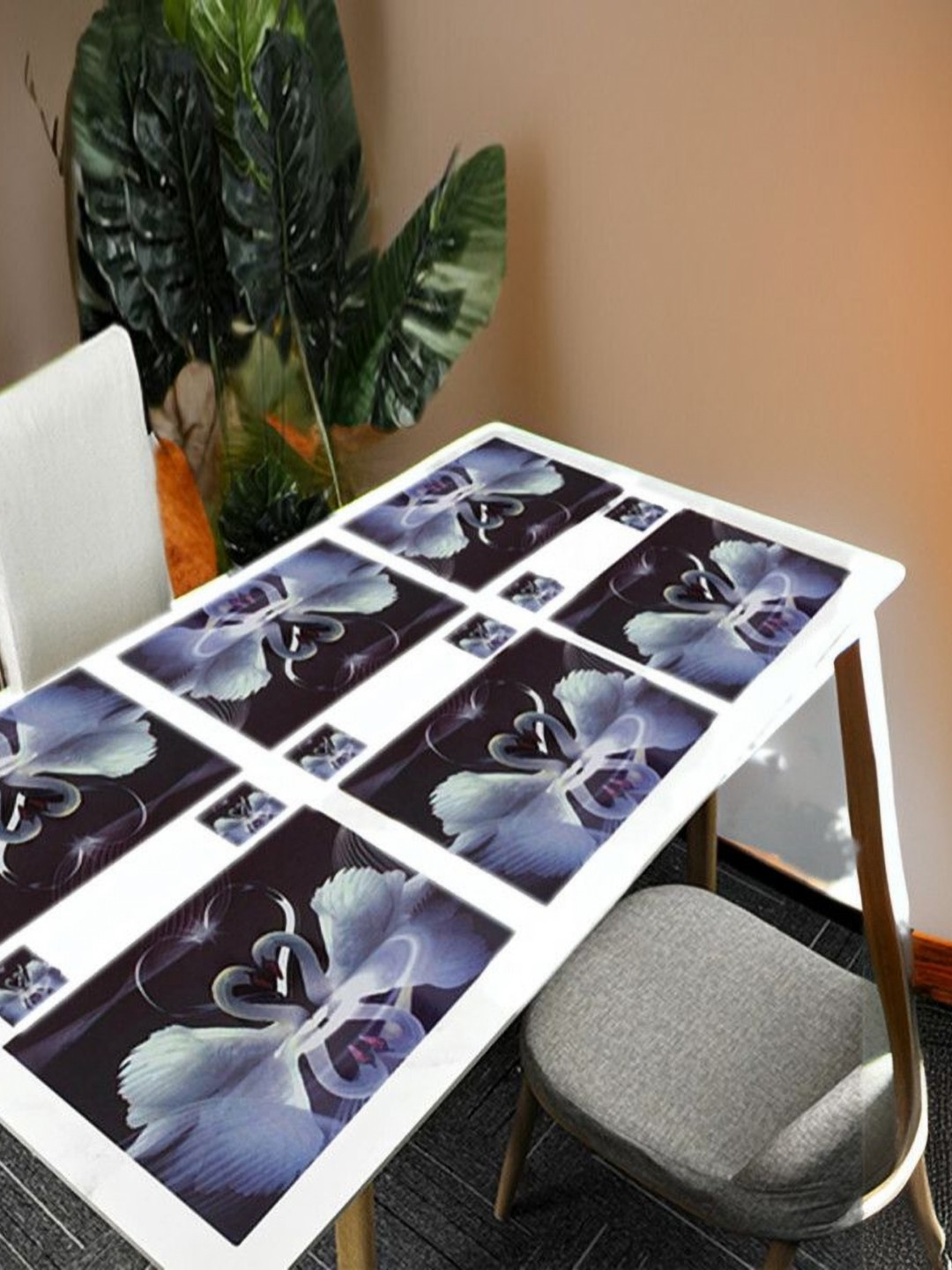 

REVEXO Black & White12 Pieces Printed Rectangular Shaped Coasters & Table Placemats