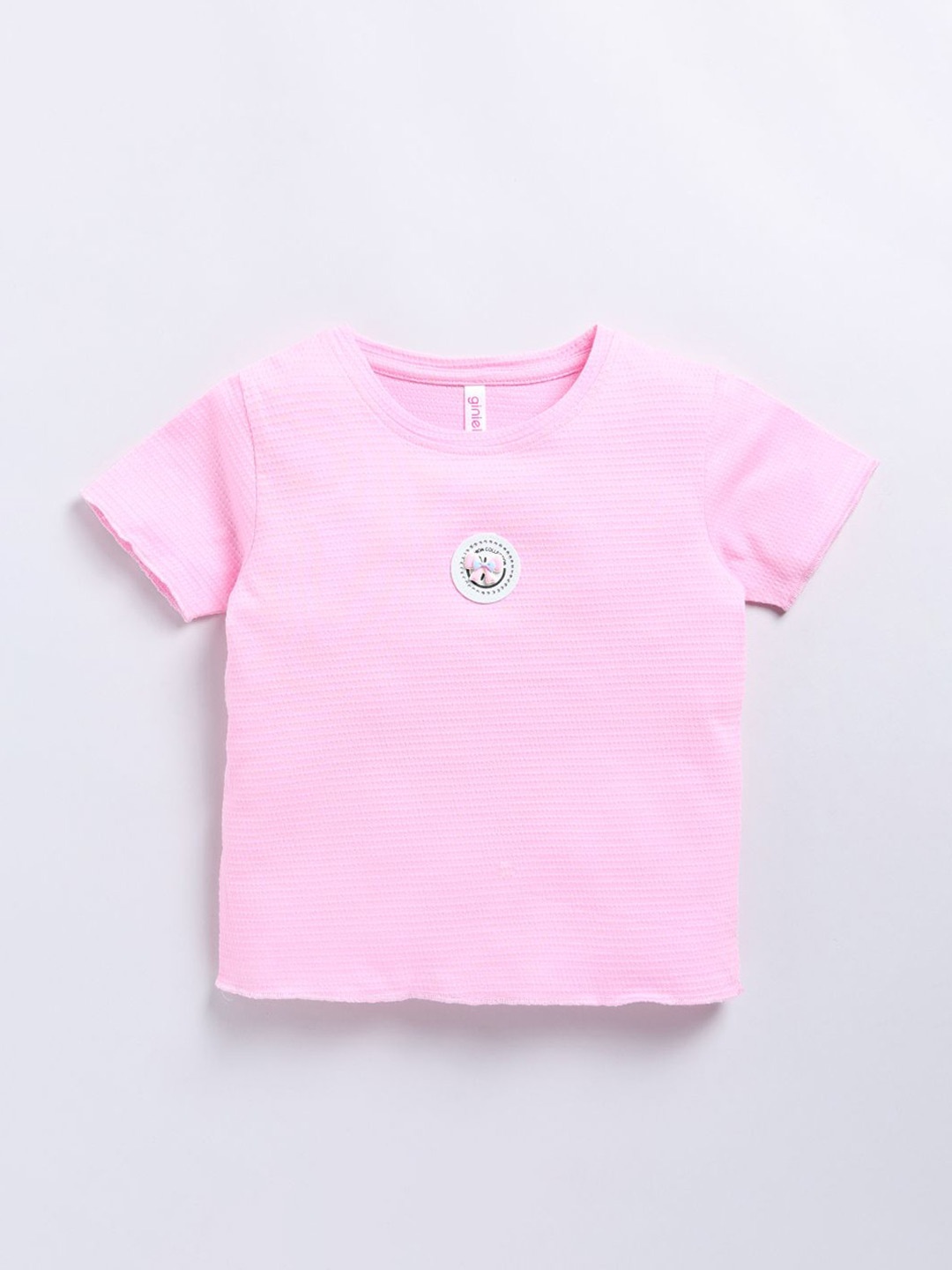 

Ginie Girls Solid Round Neck Cotton Top, Pink