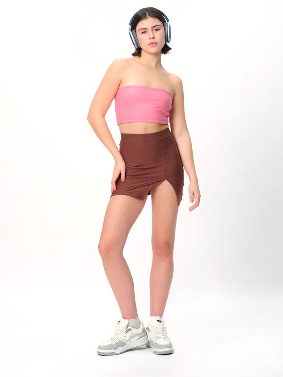 

Bonkers Corner Women Mocha Solid A-Line Slit Skirt, Brown