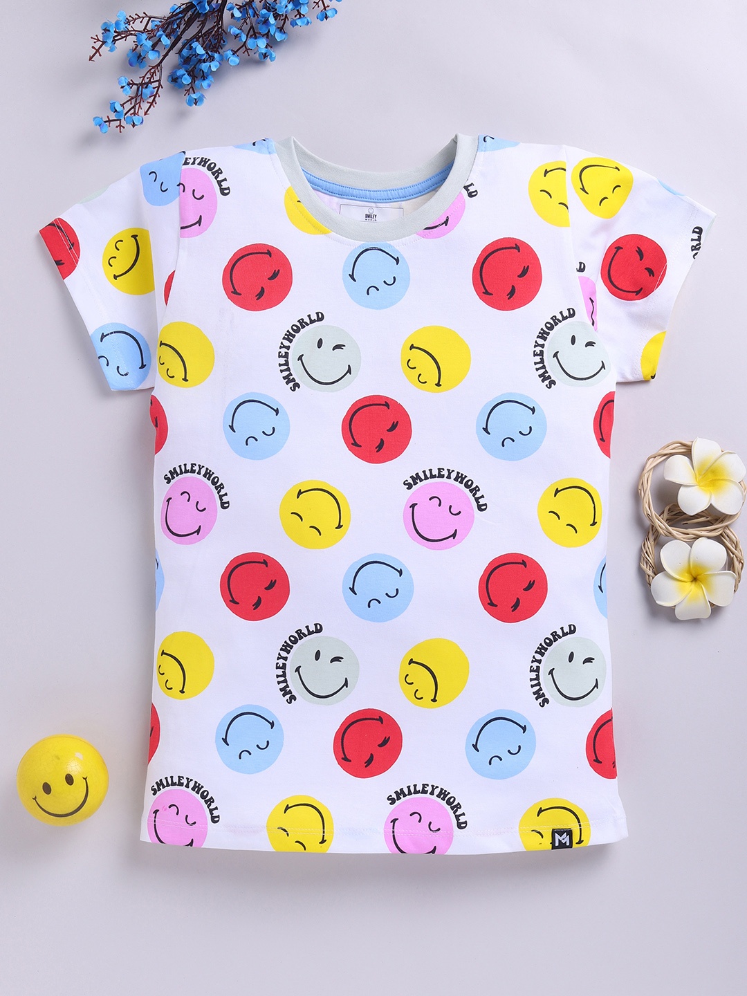 

YK X Minute Mirth Girls Printed Pure Cotton T-shirt, White