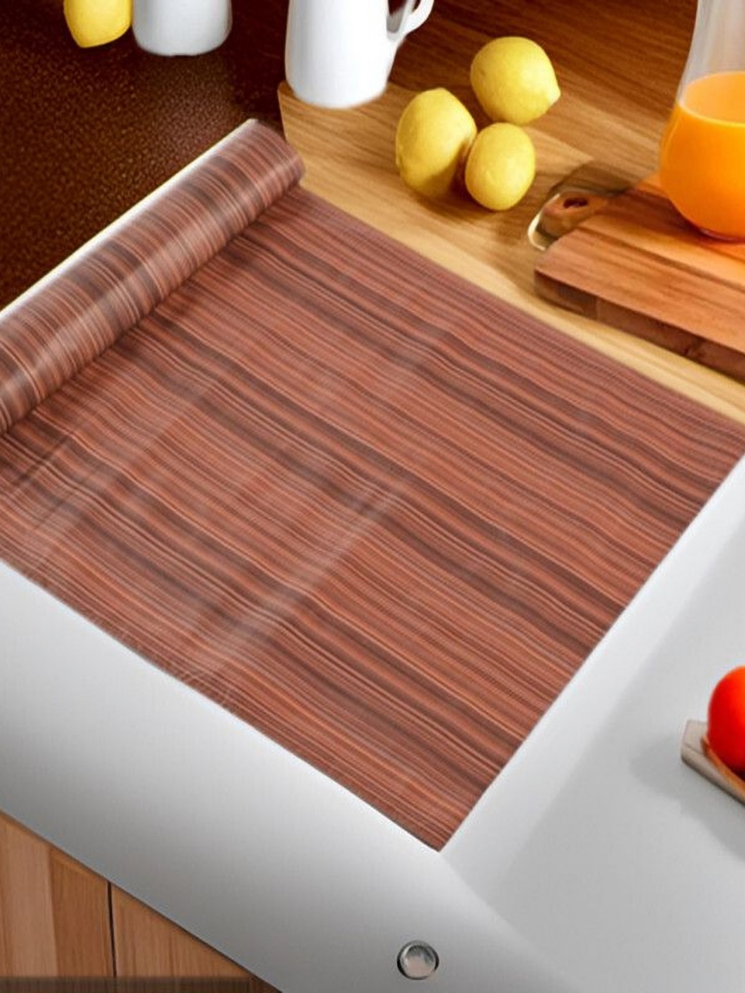 

REVEXO Brown Printed Water-Resistant Shelf Liner