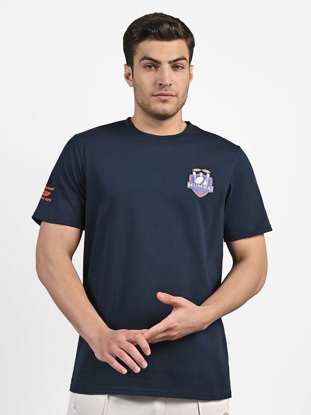 

Skechers Men Mumbai Indians Wicket Hd Periwinkle T-Shirt, Navy blue