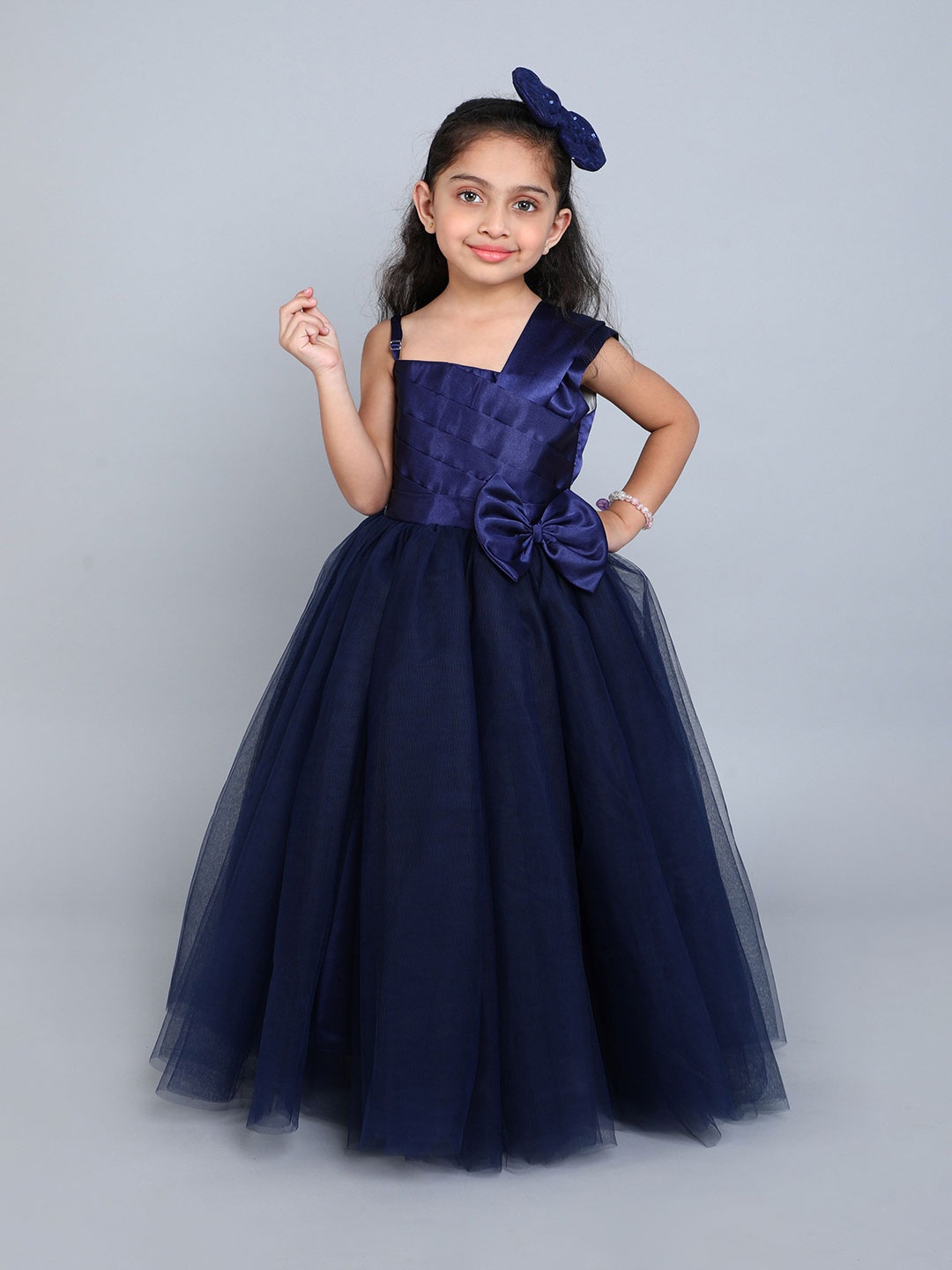 

Pink Chick Girl's One Shoulder Maxi Dress, Navy blue