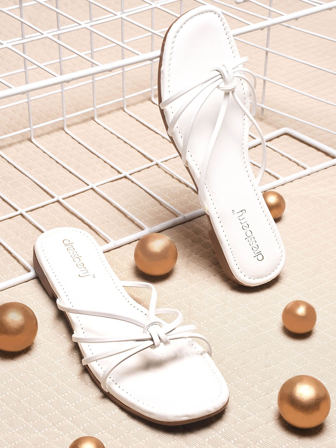 

DressBerry Women Open Toe Flats, White