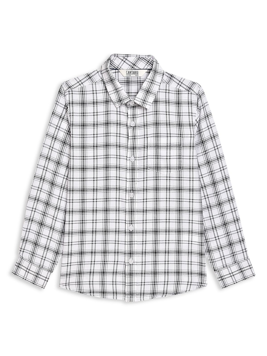 

Cantabil Boys Spread Collar Tartan Checked Cotton Casual Shirt, White